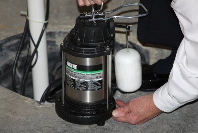 sump pump in action