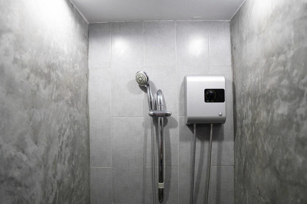 tankless water heater in the wall