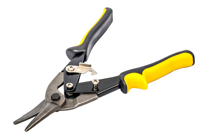 tin snips on white background