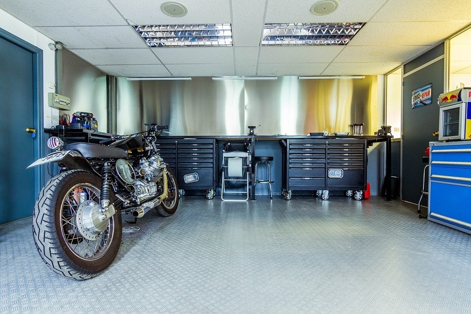 tool cabinets on motor workshop