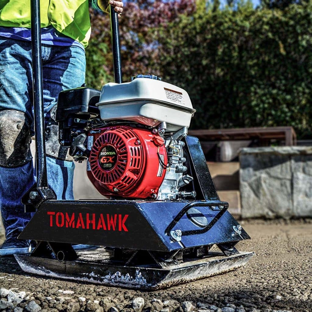 using TOMAHAWK 5.5 HP Honda Vibratory Plate Compactor