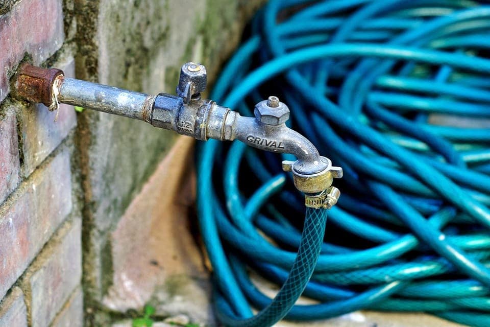 water hose with hose clamp