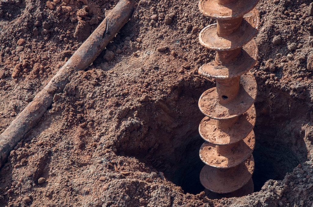 water well drilling close up