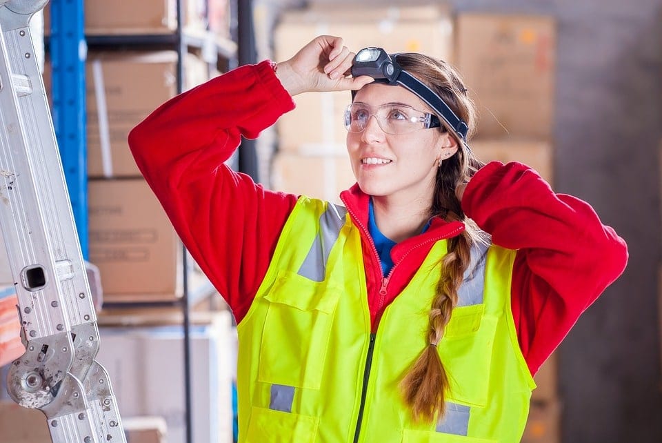 woman wearing headlamp