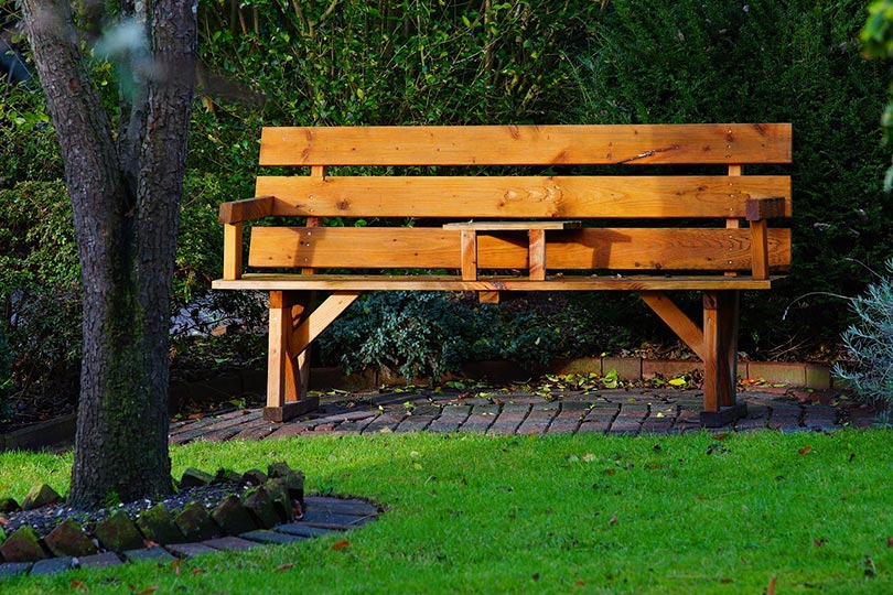 wooden seat in the garden