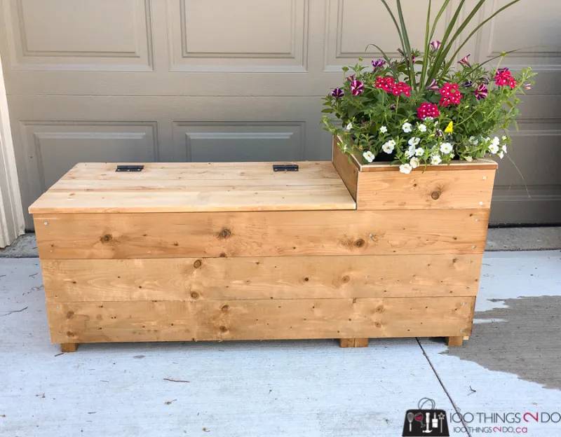 DIY porch planter bench