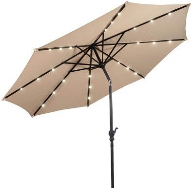 Giantex 10ft Solar Patio Umbrella Outdoor with Lights