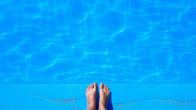 Person checking the pool-