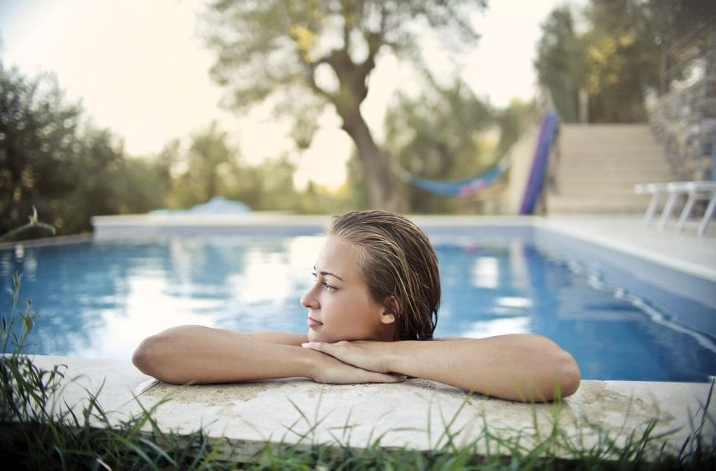 blonde in the pool