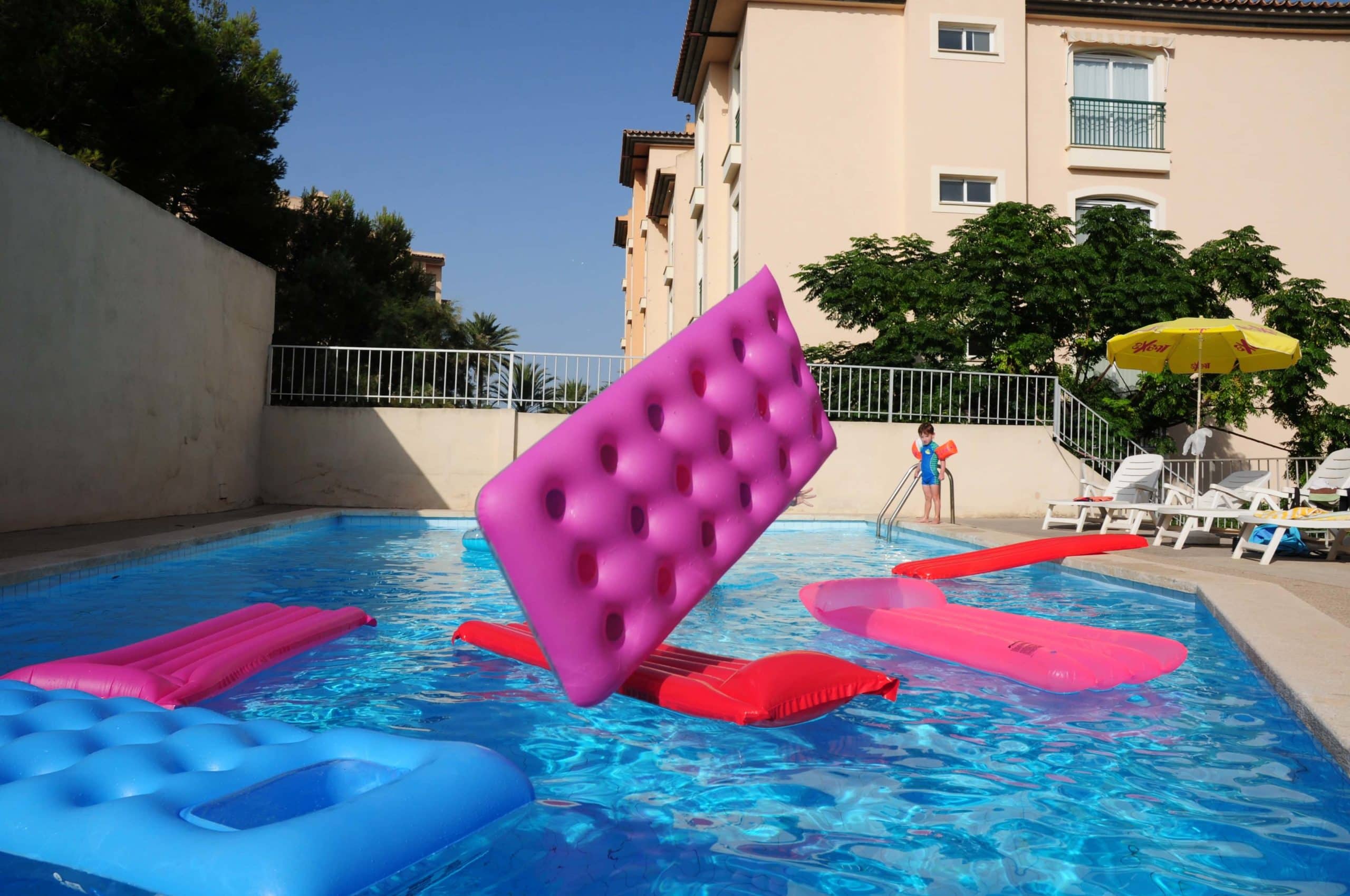 several floaters on pool