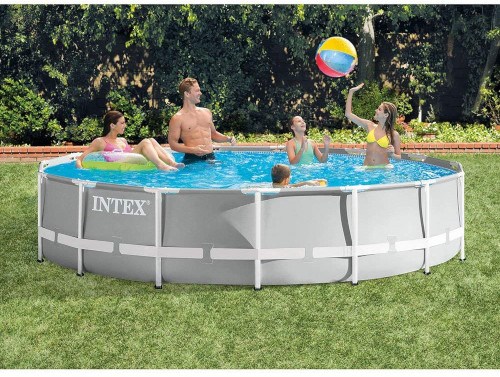 people enjoying Intex Prism Frame Pool