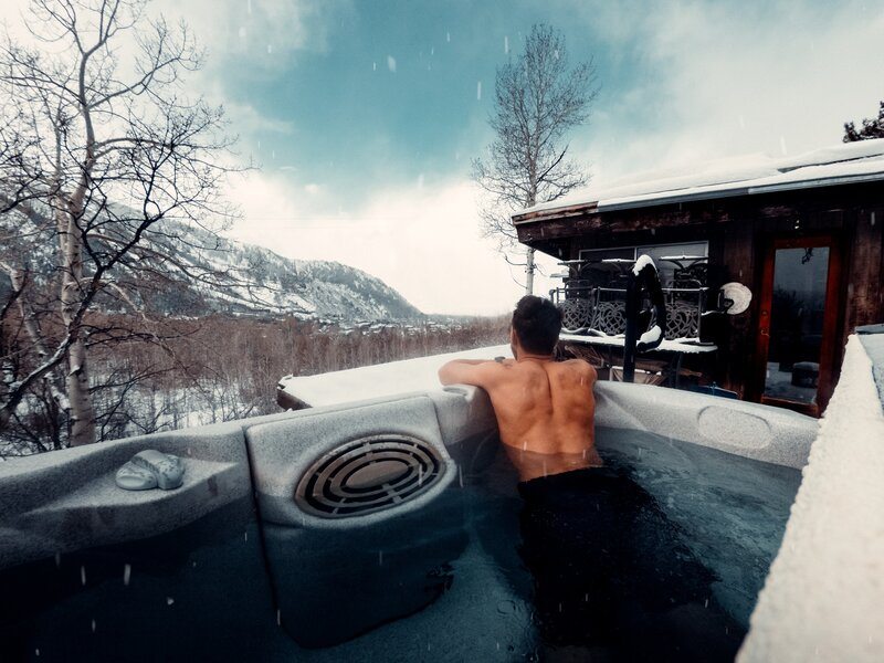 man in hot tub