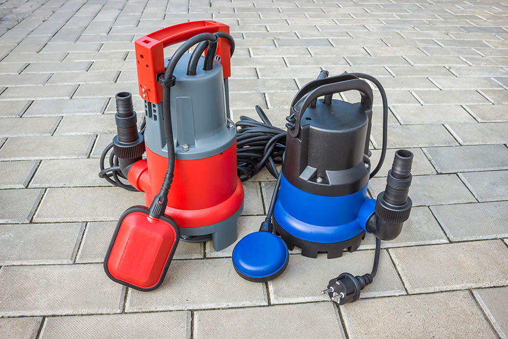 Two submersible sump pumps