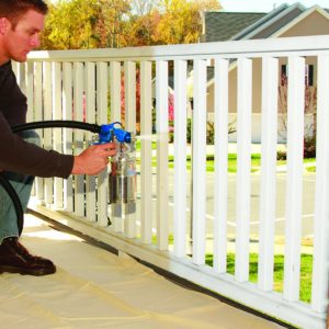 man using Earlex HV5500 HVLP Spray Station Paint Sprayer