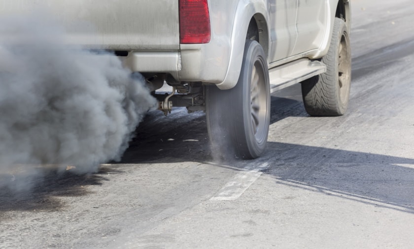 Air pollution from vehicle exhaust pipe