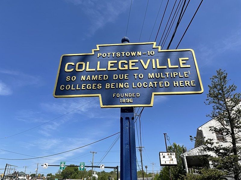Collegeville PA Keystone Marker on Main Street WB