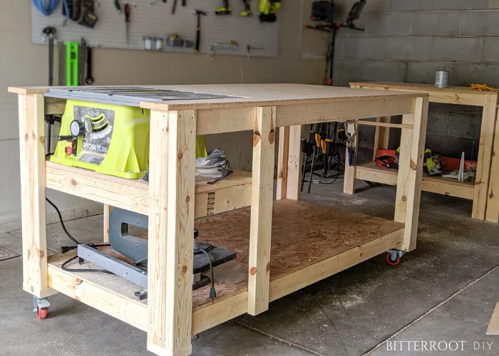 DIY Mobile Workbench with Table Saw