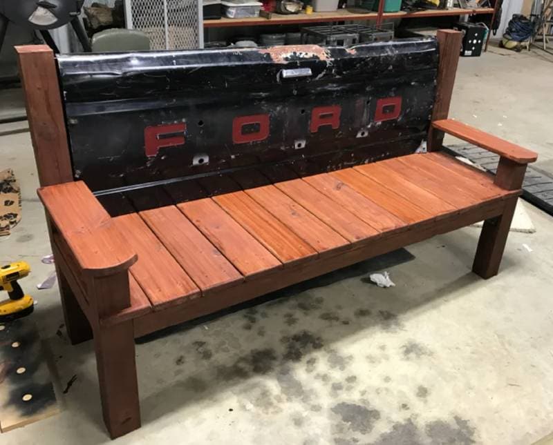 DIY Trashy Tailgate Bench