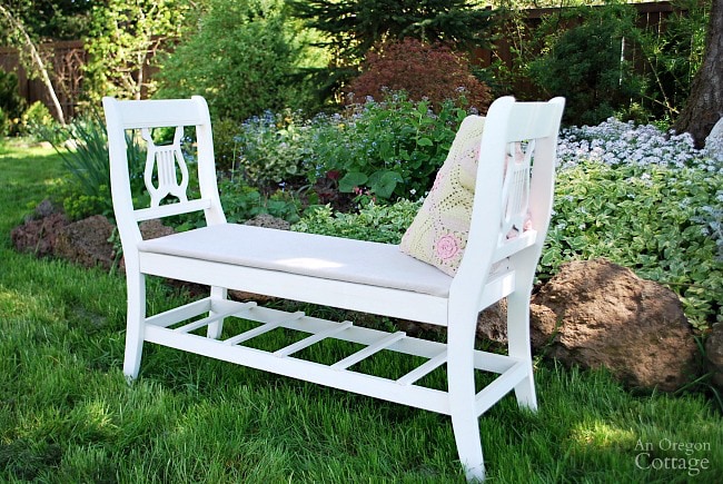 French style bench from old chairs