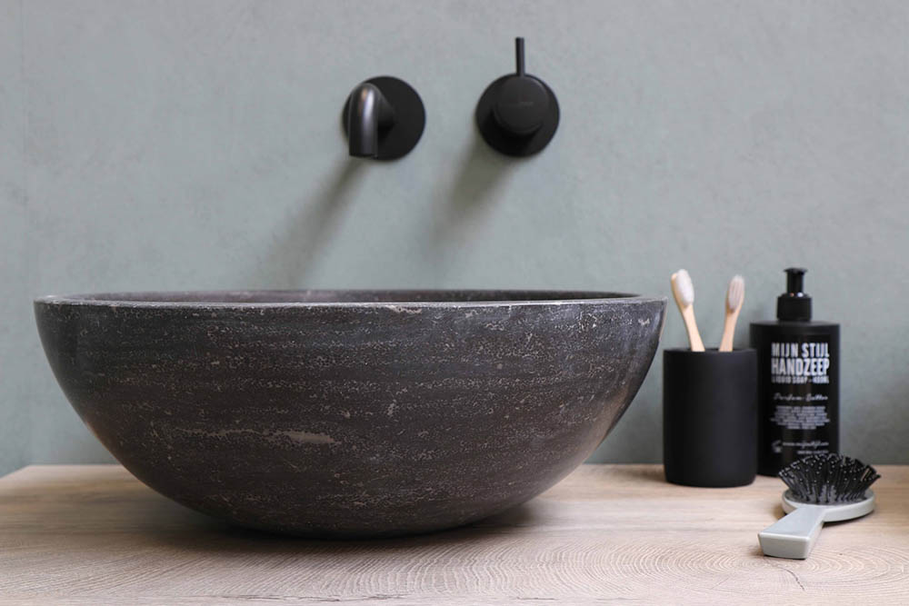 black wall mounted faucet