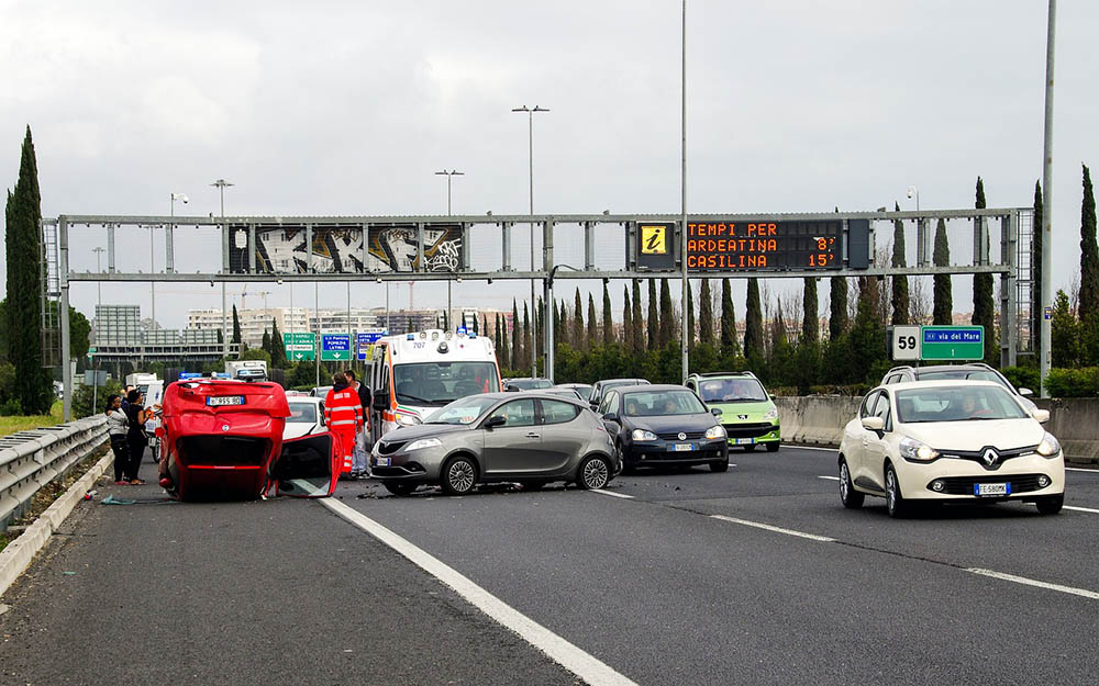 car accident on a highway