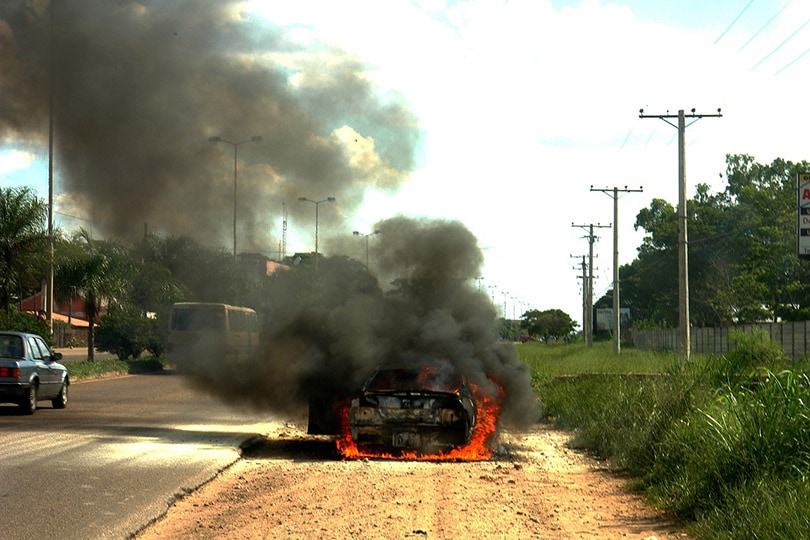 car on fire