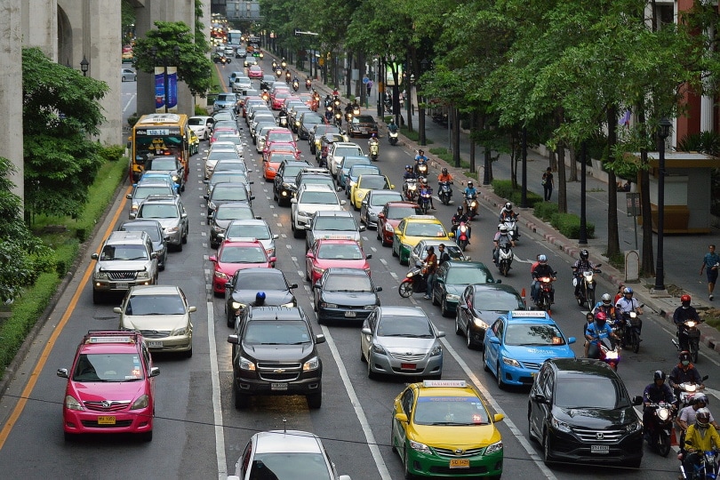 cars on busy road