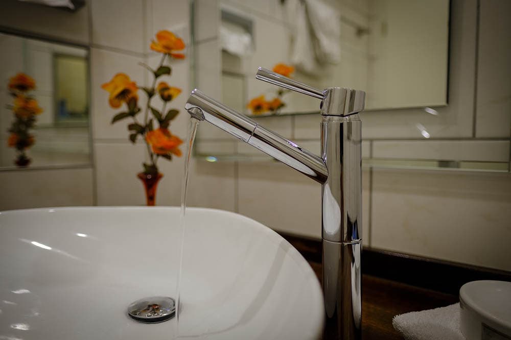 chrome bathroom faucet