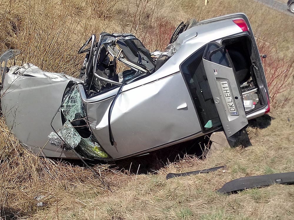 crashed car on the field
