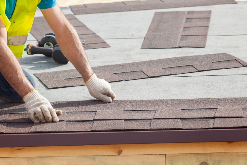 installing roof shingles