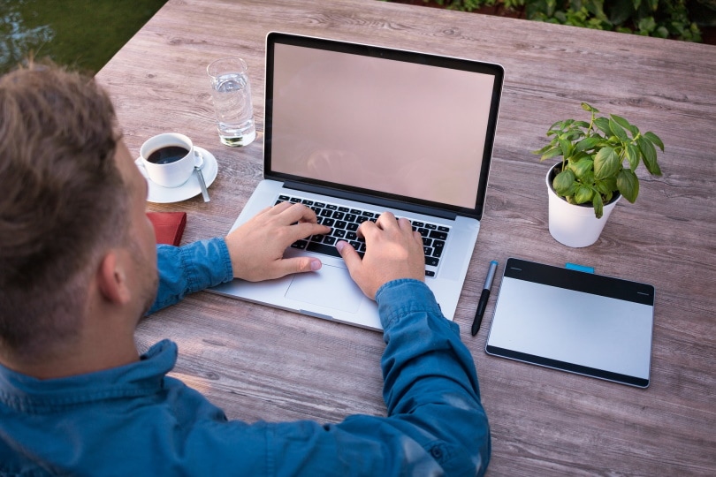 man working on laptop