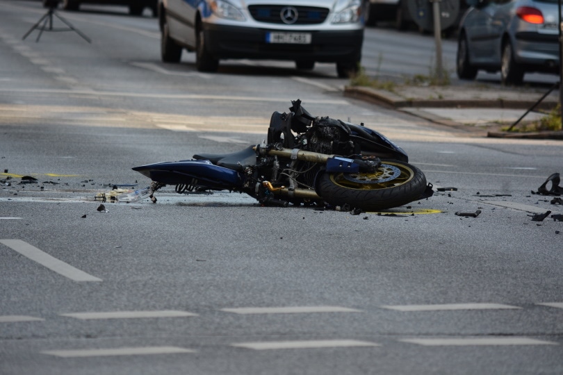 motorcycle crash on the road