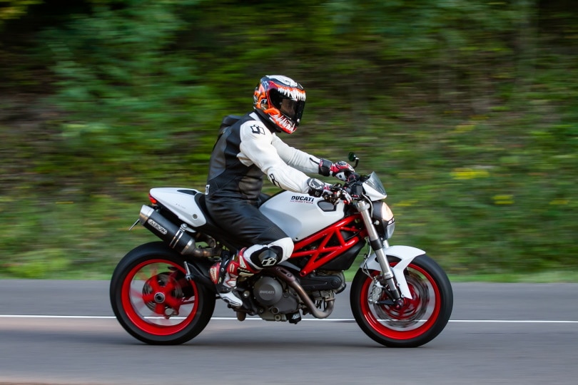 motorcycle travelling at high speed