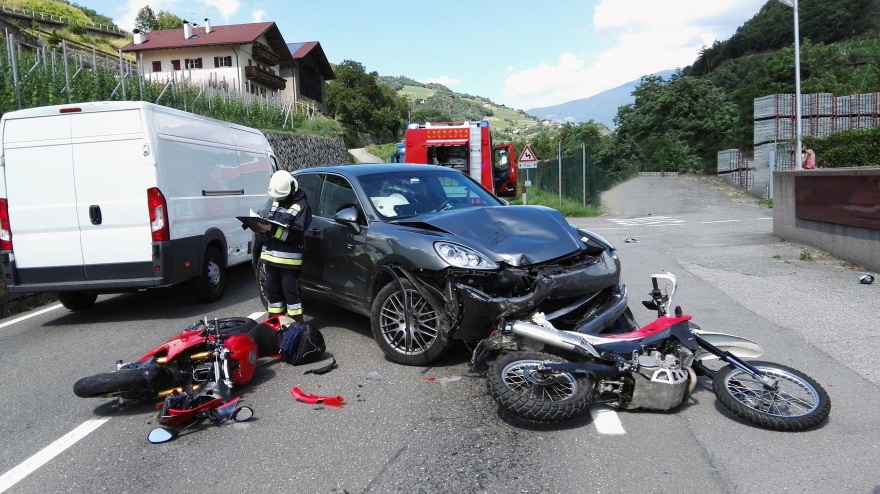 motorcycles crash collision hit by car