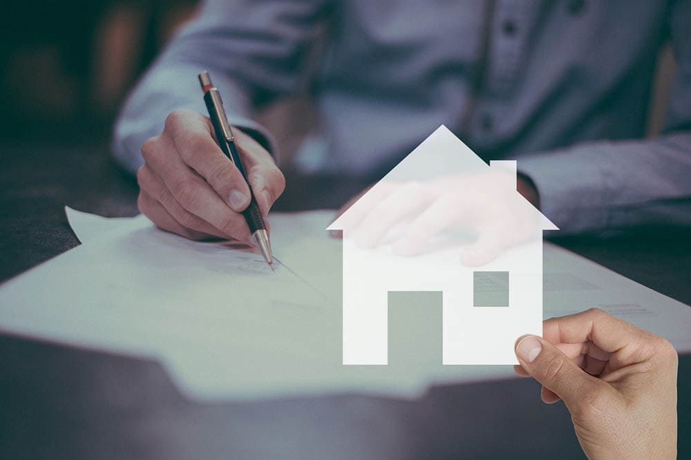 person filling up property document