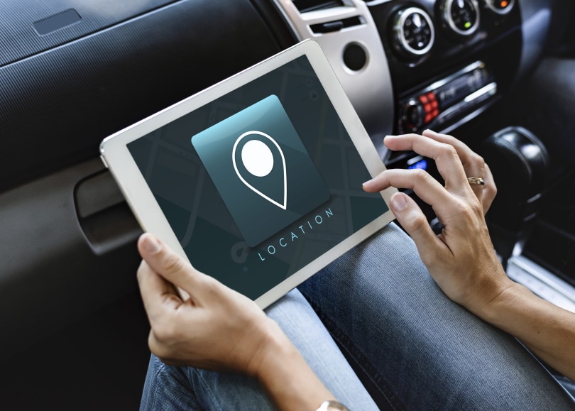 person using tablet