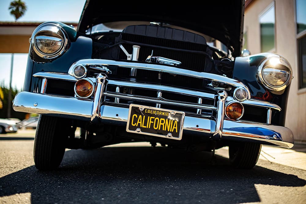 vintage car with california plate