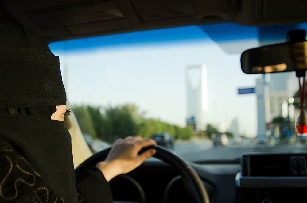 woman driving in Saudi Arabia