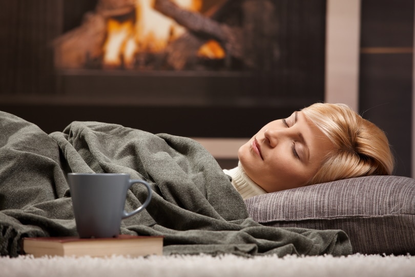 woman sleeping at home