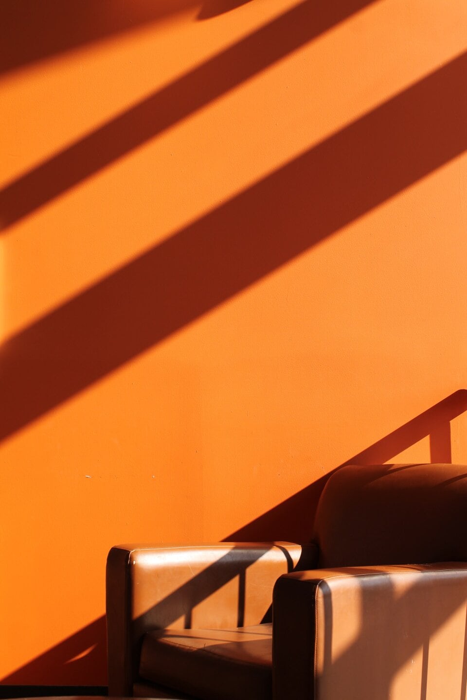 Bold colors orange couch orange wall