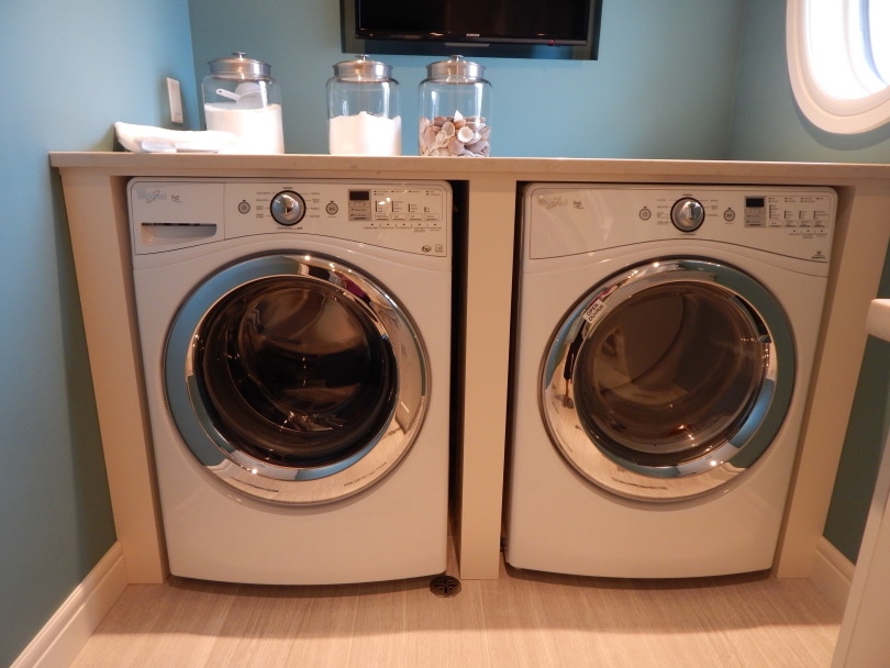 washing machine at the bathroom
