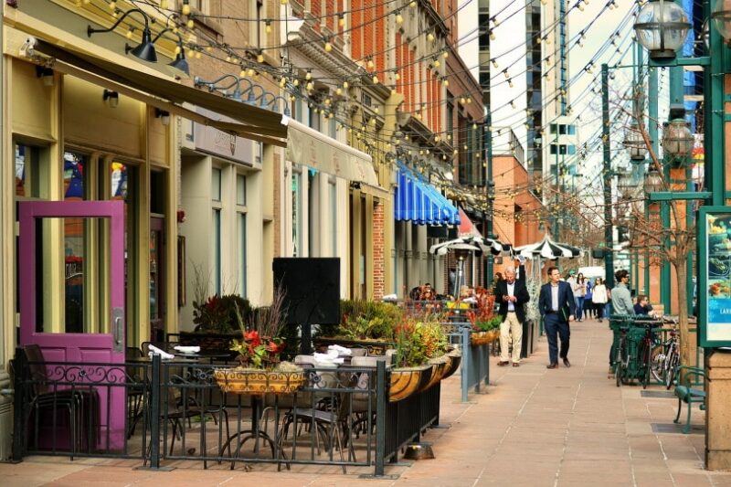 Street in Denver, CO outdoor dining area