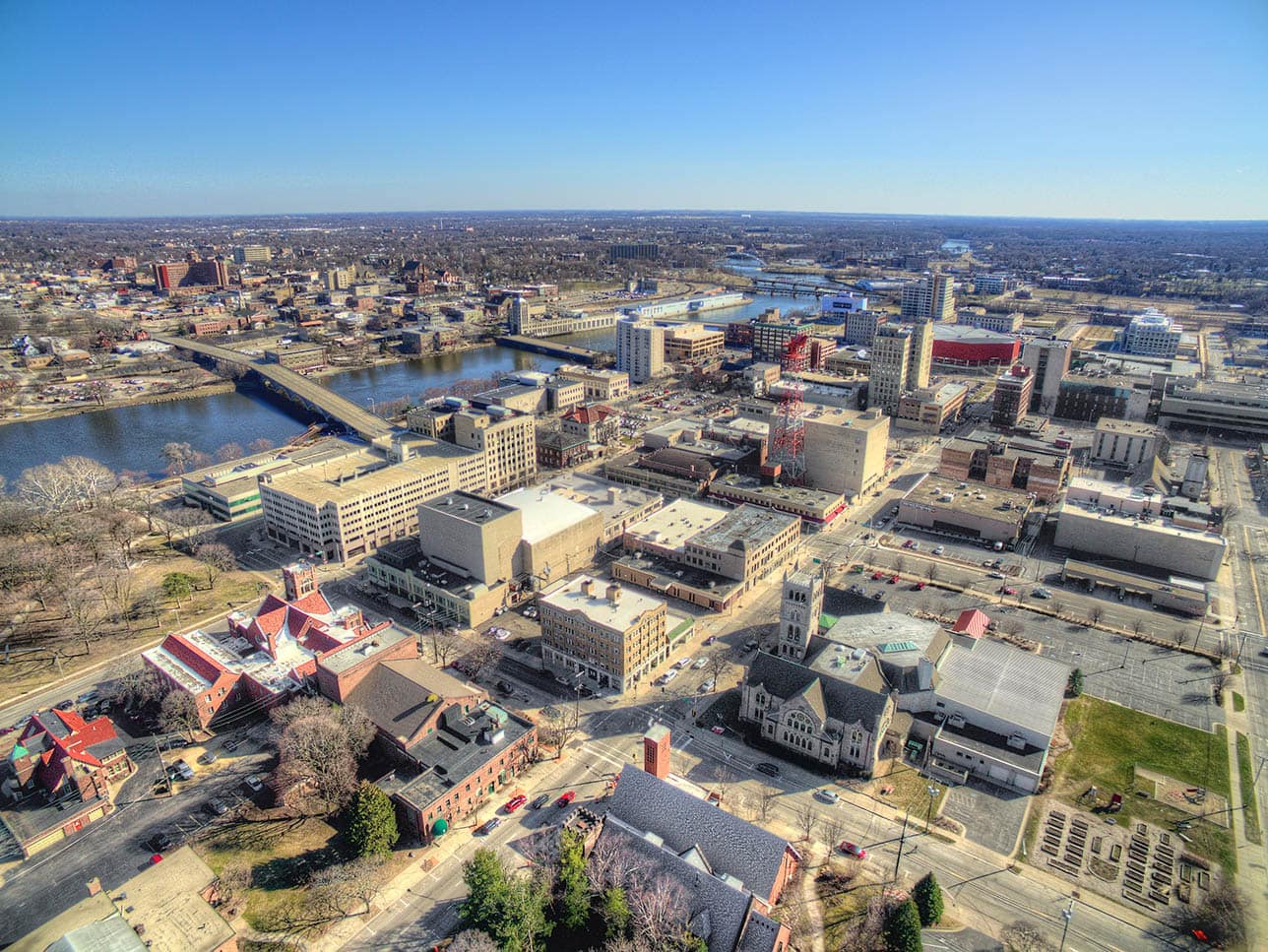 aerial view of Rockford, Illinois
