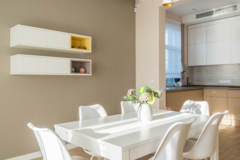 all white dining set at home