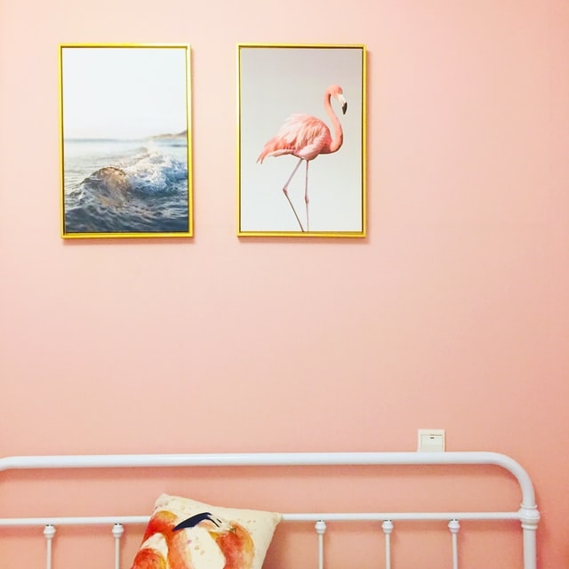 bedroom with pastel interior paint