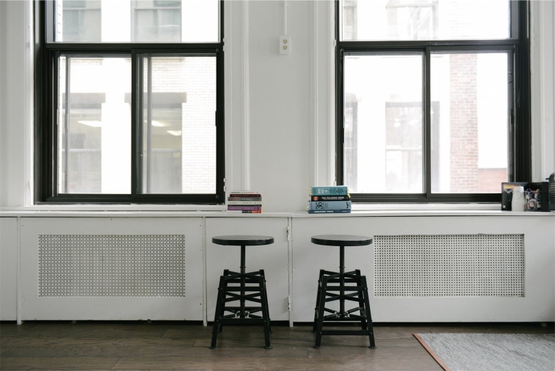 black window frames