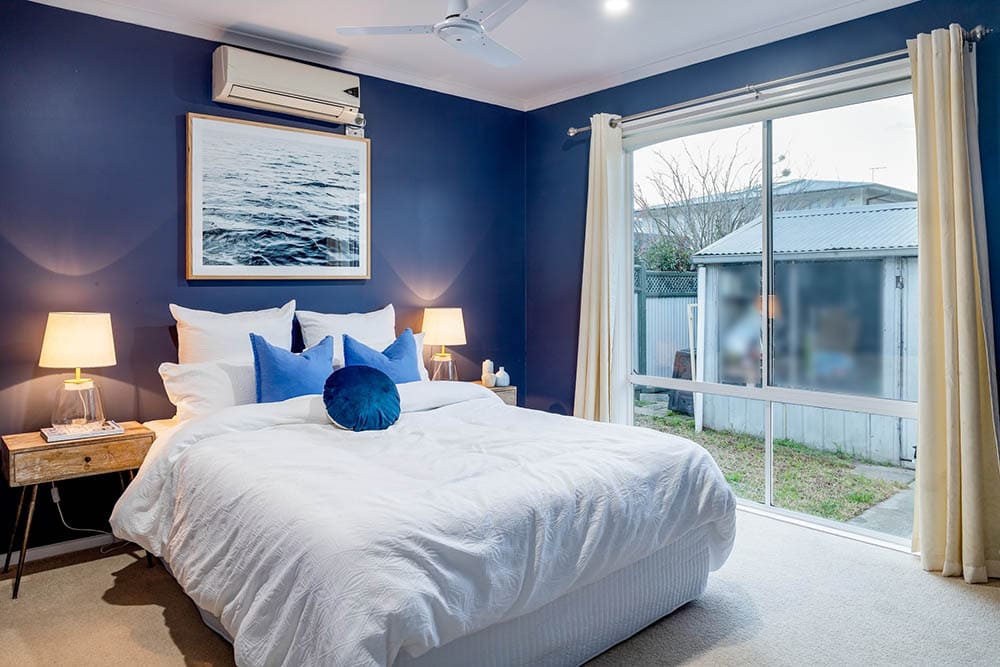 bold blue bedroom