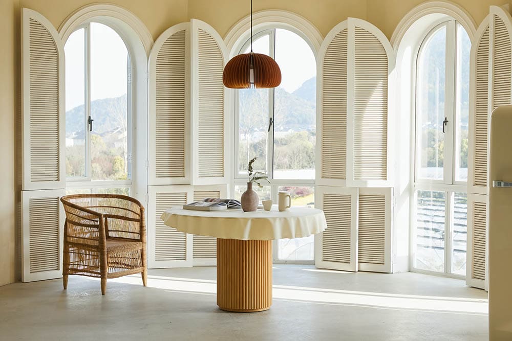 dining area with light colored floor
