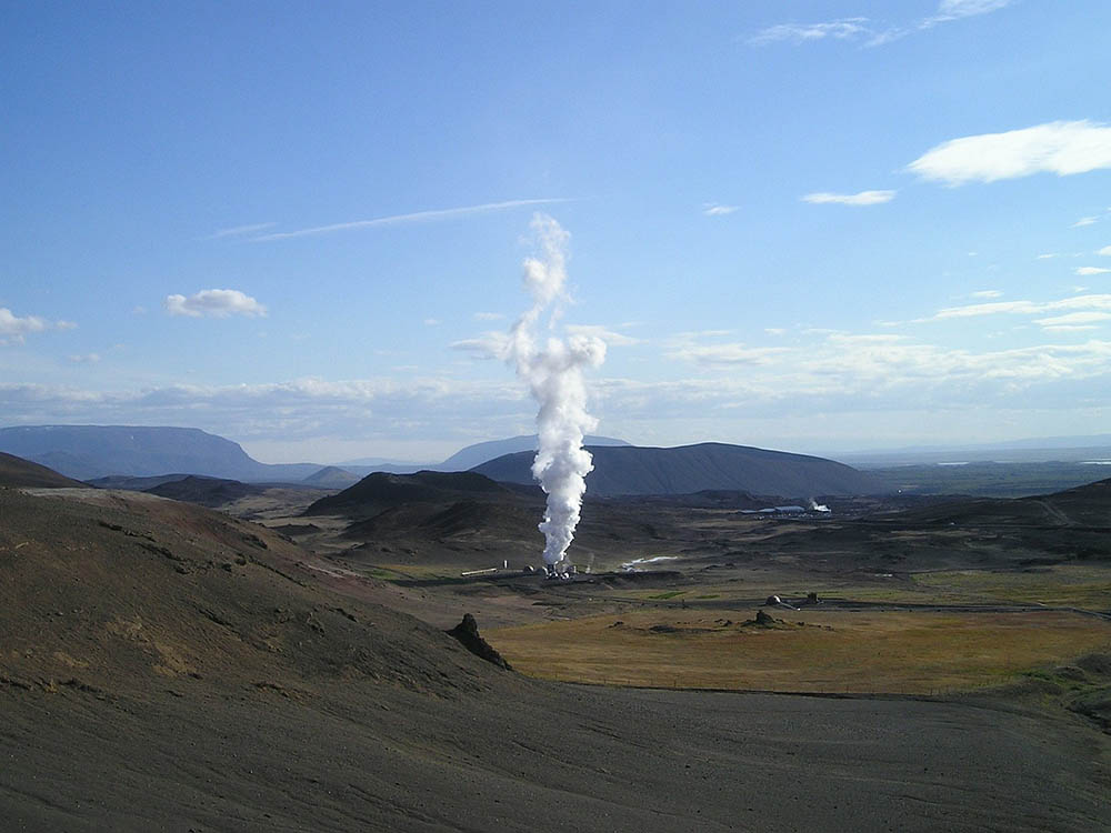 geothermal power plant in the middle on nowhere
