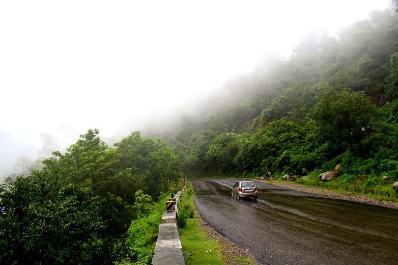 heavy rainfall and fog on the mountains